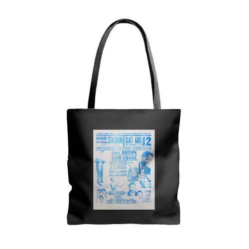 James Brown Sam Cooke Isley Bros 1961 Newark Nj Concert  Tote Bags James Brown Sam Cooke Isley Bros 1961 Newark Nj Concert  Tote Bags