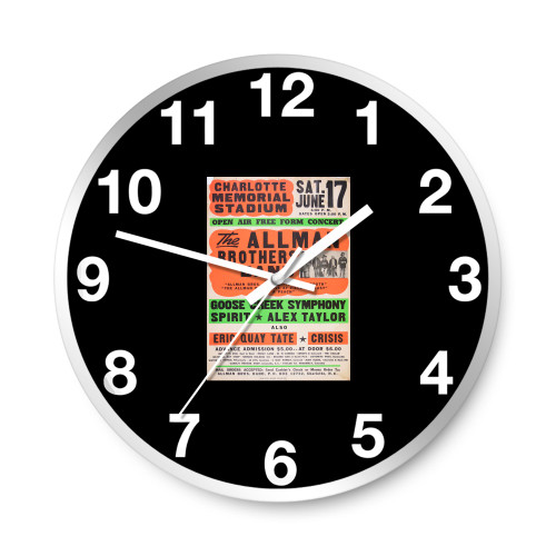 1972 Allman Brothers Band Charlotte Memorial Stadium Cardboard Globe Concert  Wall Clocks