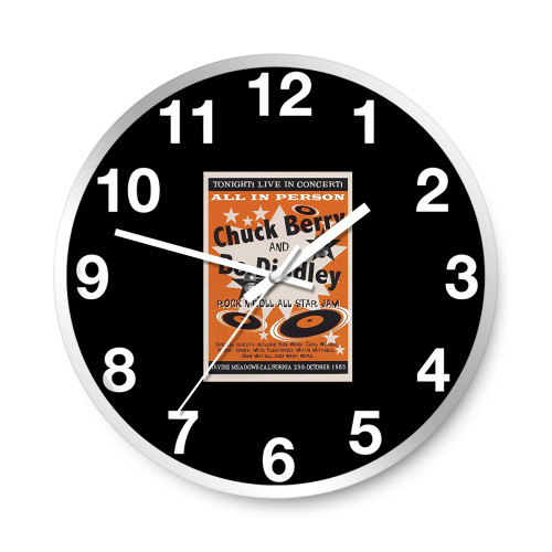 Chuck Berry And Bo Diddleys Rock N Roll All Star Jam  Wall Clocks