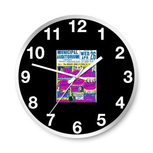 Fats Domino The Shirelles Chubby Checker 1961 Topeka Concert  Wall Clocks