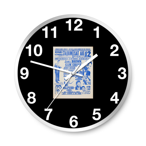 James Brown Sam Cooke Isley Bros 1961 Newark Nj Concert  Wall Clocks James Brown Sam Cooke Isley Bros 1961 Newark Nj Concert  Wall Clocks