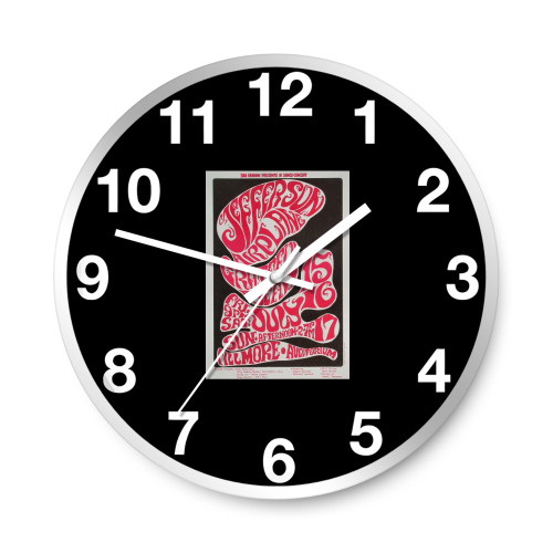 Jefferson Airplane Vintage Concert 4  Wall Clocks