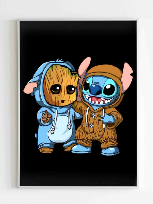Stitch And Groot Poster