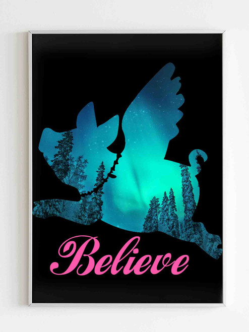 Flying Pig Believe Piggy With Wings Poster