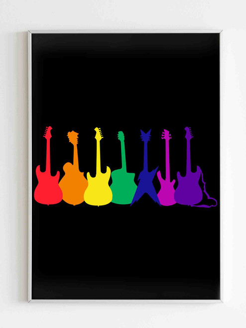 Guitar Rainbow Colours Poster