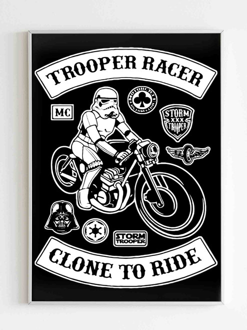 Stormtrooper Biker Racer Funny Star Wars Poster