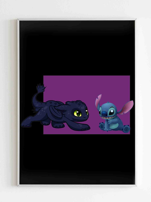 Baby Toothless Dragon And Stitch Poster