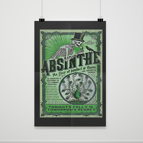Absinthe 1871 Recipe Psychedelic Alcohol Ecstasy Poster