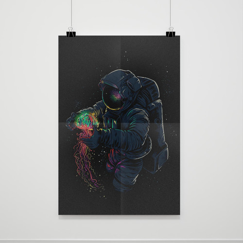 Astronaut With Jellyfish Poster