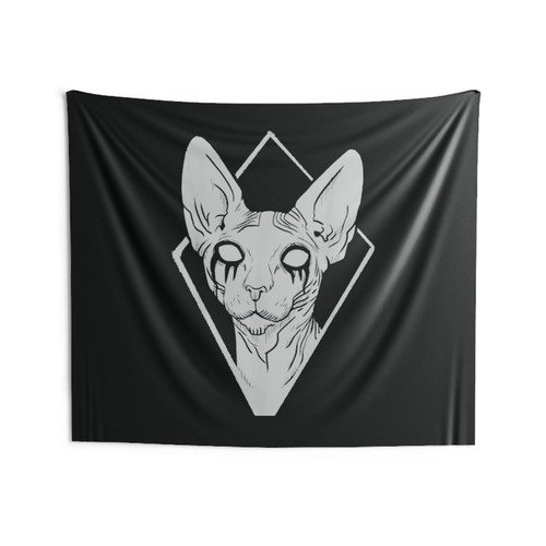 Black Metal Sphynx Cat Death Metal Goth Wall Tapestries