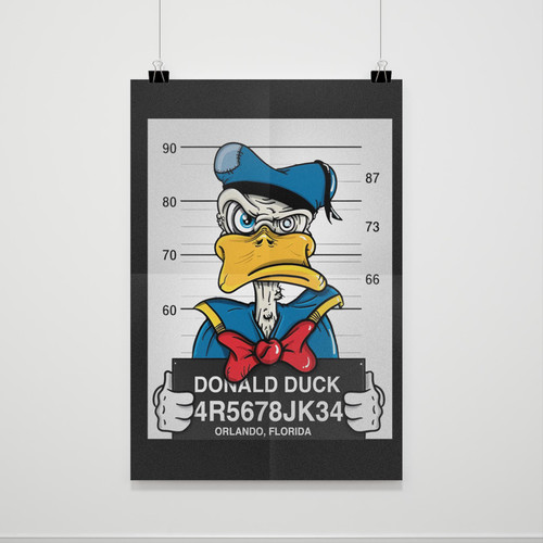 Disney Donald Duck Mugshot Poster