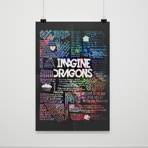 Imagine Dragon Collage Lyric Poster