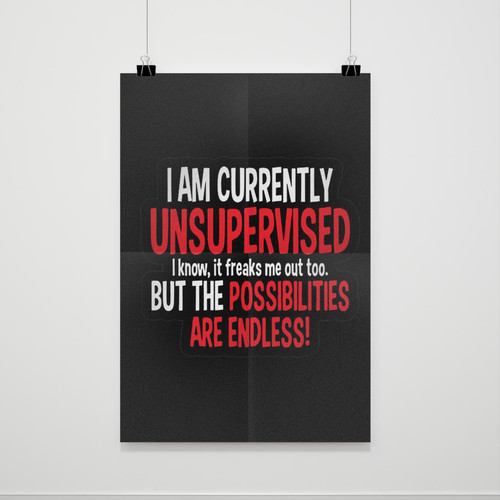 I Am Currently Unsupervised Adult Humor Novelty Graphic Sarcasm Funny Poster