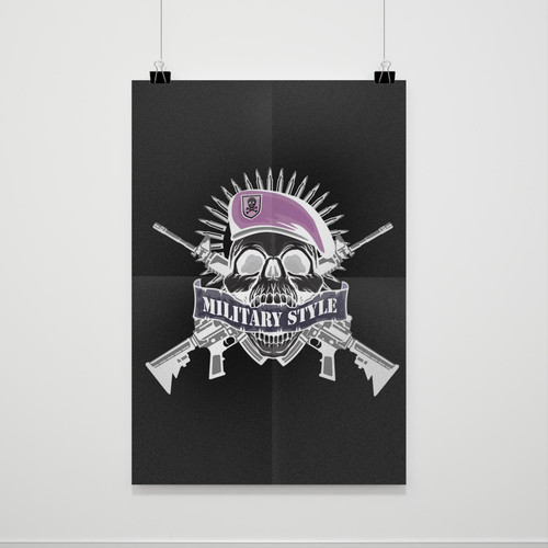 Skull Military Style Poster