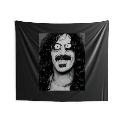 Frank Zappa Grayscale With Eyes Glasses Wall Tapestries