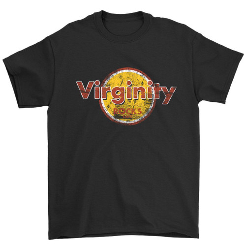 Virginity Rocks Cafe Logo Grunge Man's T-Shirt Tee