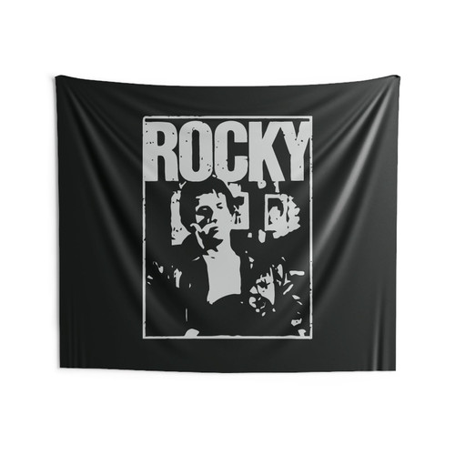 Rocky Balboa Sitting Silhouette Wall Tapestries