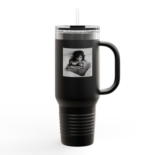 Amy Winehouse Sexy On The Bed Insulated Travel Mug