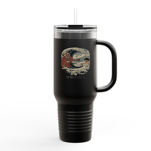 Aot Great Wave Anime Manga Attack On Titan Insulated Travel Mug Aot Great Wave Anime Manga Attack On Titan Insulated Travel Mug