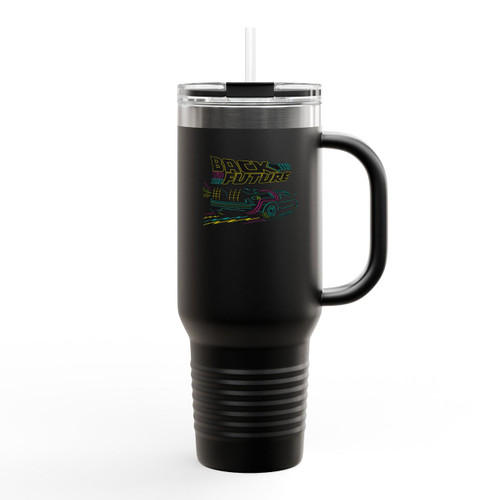 Back To The Future Neon Logo Insulated Travel Mug Back To The Future Neon Logo Insulated Travel Mug