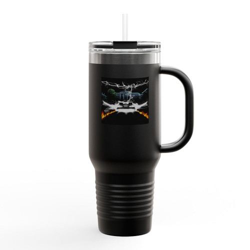 Back To The Future Traveling Back In Time Insulated Travel Mug Back To The Future Traveling Back In Time Insulated Travel Mug