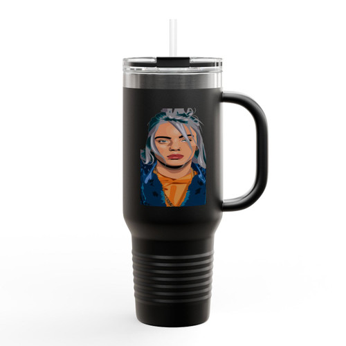 Billie Eilish Vector Illustration Insulated Travel Mug Billie Eilish Vector Illustration Insulated Travel Mug