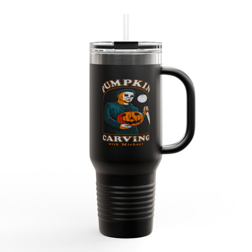 Carving With Michael Halloween Horror Nights Insulated Travel Mug Carving With Michael Halloween Horror Nights Insulated Travel Mug