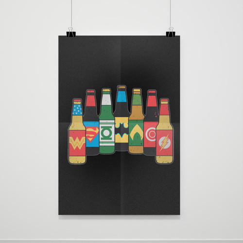 Justice League Beer Wallpaper Poster