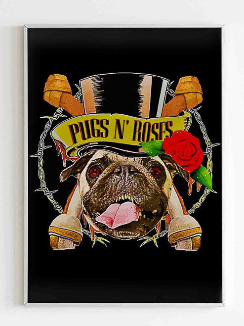 Pugs And Roses Poster