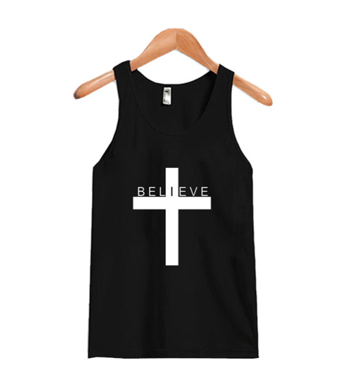 I Believe Christian Faith Cross Man's Tank Top