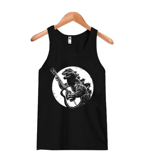 Godzilla Playing Guitar Cool Man's Tank Top