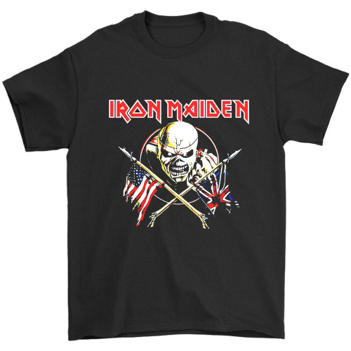 Iron Maiden Tour Crossed Flags Man's T-Shirt Tee