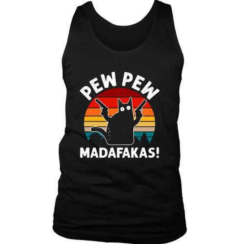 Vintage Retro Black Cat Pew Pew Madafakas Man's Tank Top