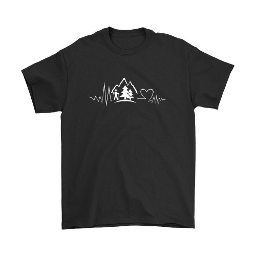 Hiking Travel Heartbeat Mountain Man's T-Shirt Tee