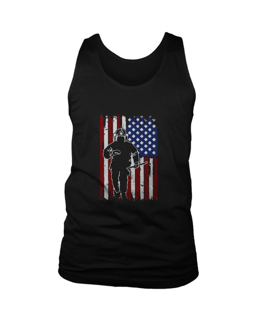 Fireman American Flag Man's Tank Top