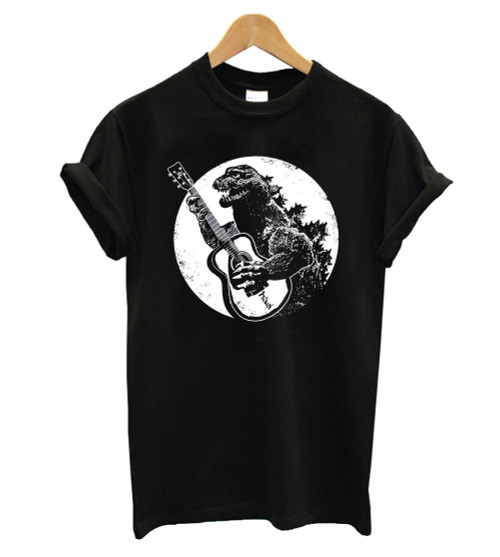 Godzilla Playing Guitar Cool Man's T-Shirt Tee