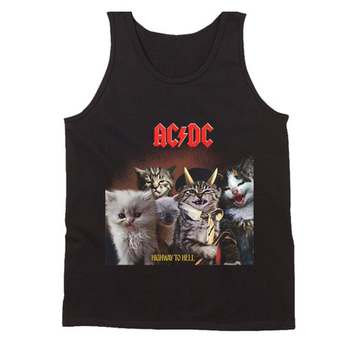 Acdc Cat Rock Band Highway To Hell Metal Mashup Man's Tank Top