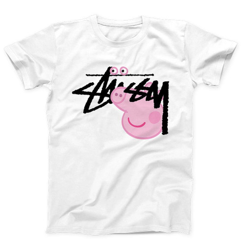Peppa Pig X Stussy Parody Man's T-Shirt Tee Peppa Pig X Stussy Parody Man's T-Shirt Tee