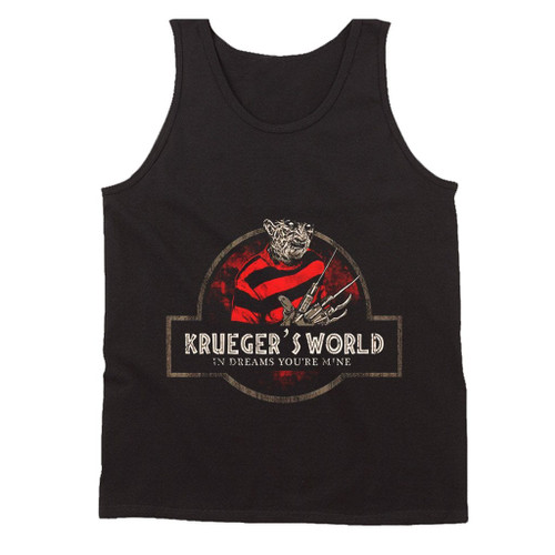 Krueger World Jurassic Park Logo Mash Up Man's Tank Top