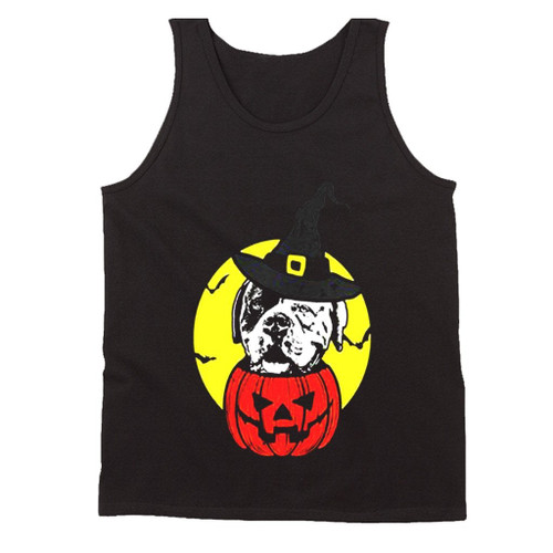 American Bulldog Pumpkin Scary Halloween Man's Tank Top