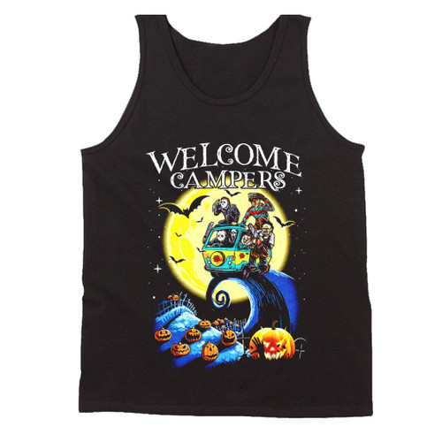 Welcome Campers Funny Camping 80S Horror Man's Tank Top