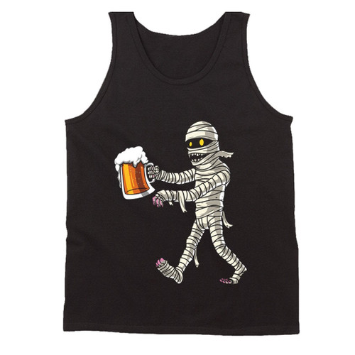 Mummy Zombie Beer Drinking Party Funny Scary Halloween Man's Tank Top