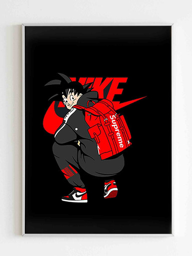 Ubicación Transición Lustre Dragon Ball Goku Nike Supreme Poster