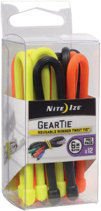 Nite Ize Gear Tie Propack | 6" | Assorted | 12 Pack Nite Ize Gear Tie Propack | 6" | Assorted | 12 Pack