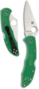 Spyderco Delica 4 Lightweight Plainedge Knife | Green Spyderco Delica 4 Lightweight Plainedge Knife | Green
