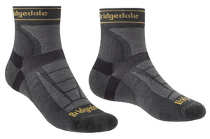 BRIDGEDALE  TRAIL RUN ULTRALIGHT MEN'S SOCKS 3/4 CREW MERINO | GUNMETAL | LARGE