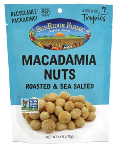 SUNRIDGE FARMS  DRY ROASTED AND SALTED MACADAMIAS | 6 OZ