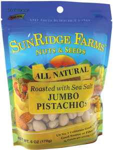 SUNRIDGE FARMS PISTACHIOS DRY ROASTED AND SALTED JUMBO IN SHELL 6 OZ