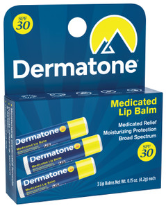 DERMATONE MEDICATED LIP BALM SPF30 0.15OZ 3 CT WITH HANG BOX
