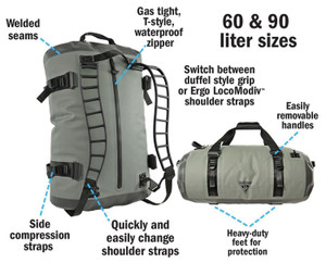 SEATTLE SPORTS  LOCODRY DOWNUNDER ZIPDUFFEL | 90L | GREY/DARK GREY